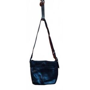 Unbranded Genuine Leather Black Shoulder Bag Adj. Strap